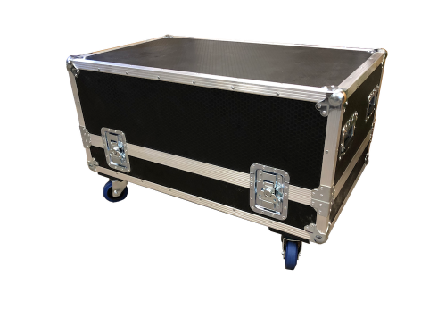 Custom flight case for Wedge-04 Stageprompter, Hexa Board build, foam lined for protection, with optional heavy caster wheels.