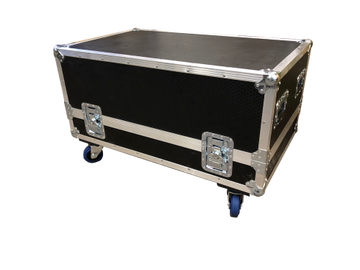Custom flight case for Wedge-04 Stageprompter, Hexa Board build, foam lined for protection, with optional heavy caster wheels.